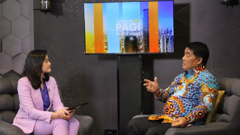 Gubernur Sulawesi Utara Yulius Selvanus diwawancarai Host Selamat Pagi Indonesia Metro TV, Gadis Bianca, di Studio Metro TV, Jakarta, Jumat (26/6/2026). Gubernur memaparkan strategi Pemprov Sulut yang mengantarkan daerah ini menjadi provinsi dengan angka harapan hidup tertinggi di Pulau Sulawesi.