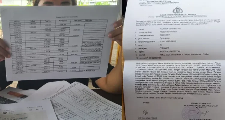 ASN RSUD Manado, Kartika Dewi Pogos (KDP), melaporkan balik Gebby Meylani Pudi ke Polda Sulut dengan melampirkan sejumlah bukti.