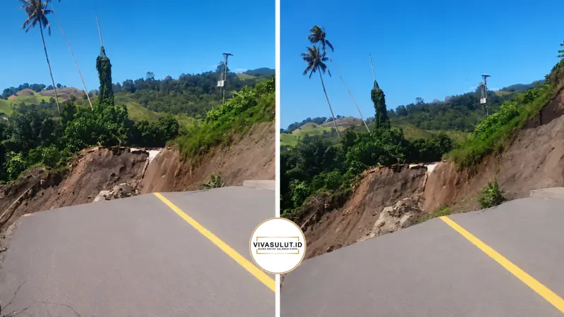 Jalan Pinenek Pinasungkulan yang menghubungkan antara Kabupaten Minahasa Utara dan Kota Bitung, terputus, Minggu (7/6/2026).