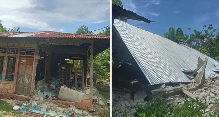 Sejumlah kerusakan di Pulau Kawio, Sangihe akibat gempa pada Senin, (8/6/2026) pagi.