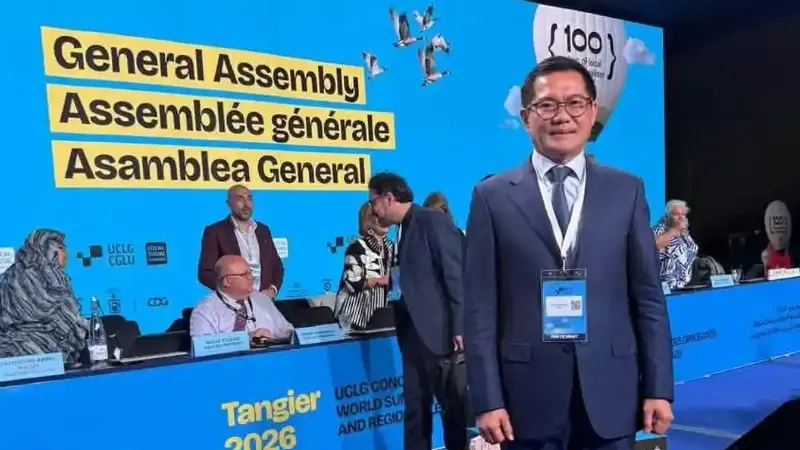 Bupati Minut Joune Ganda menjadi salah satu peserta dalam kongres internasional UCLG ASPAC di Kota Tangier, Maroko, Selasa (23/6/2026).