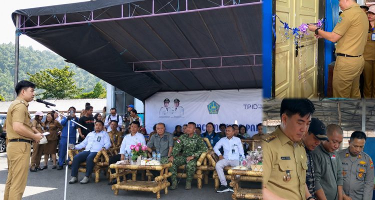 Bupati Michael Thungari bersama Forkopimda saat meninjau harga bapok di pasar towo’e dan resmikan kios pangan awu.