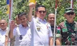 Bupati Minut Joune Ganda pada peresmian Jembatan Perintis Garuda, Rabu (2/9/2026). Bupati Minut Joune Ganda pada peresmian Jembatan Perintis Garuda, Rabu (2/9/2026).